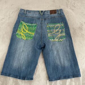 Vintage G-Unit 50 Cent Shorts‎ Jorts 36x15 Blue Denim Wide-Leg Embroidered Y2K